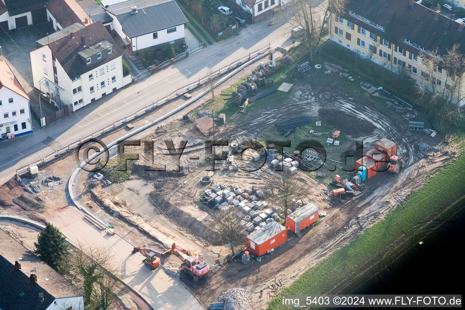 Vue aérienne de Chantier du supermarché Saarstrasse sur le Höhenweg à Kandel dans le département Rhénanie-Palatinat, Allemagne