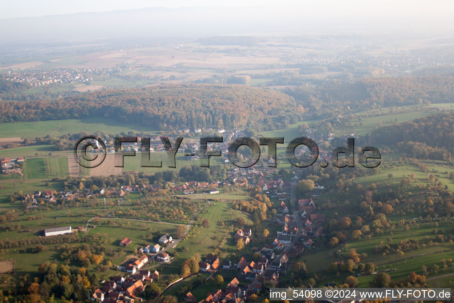 Langensoultzbach dans le département Bas Rhin, France vue d'en haut