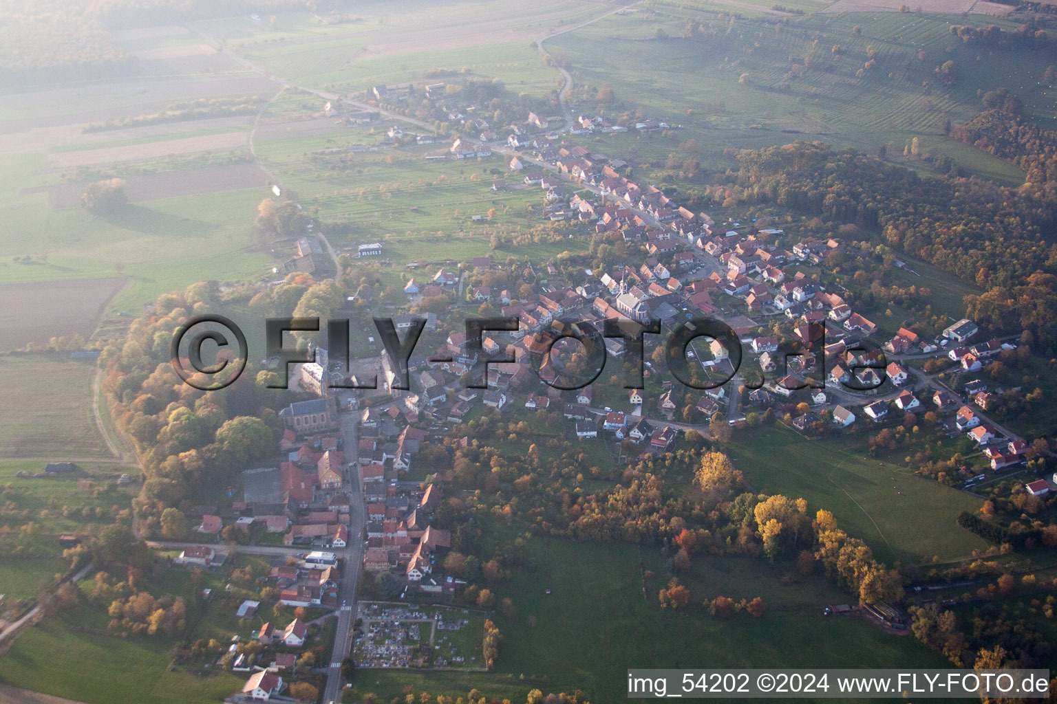 Gœrsdorf dans le département Bas Rhin, France d'en haut