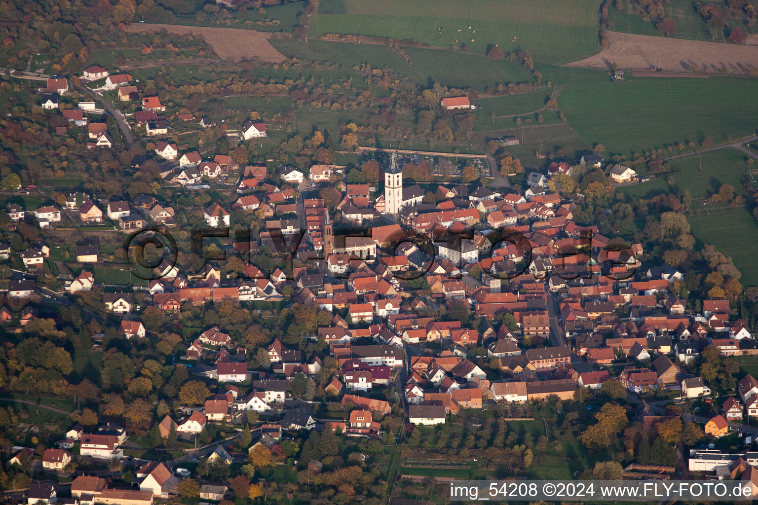 Gœrsdorf dans le département Bas Rhin, France hors des airs