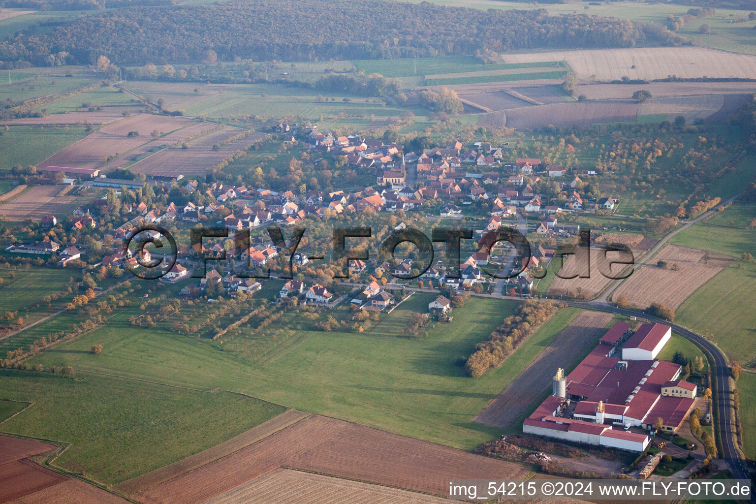 Enregistrement par drone de Gœrsdorf dans le département Bas Rhin, France