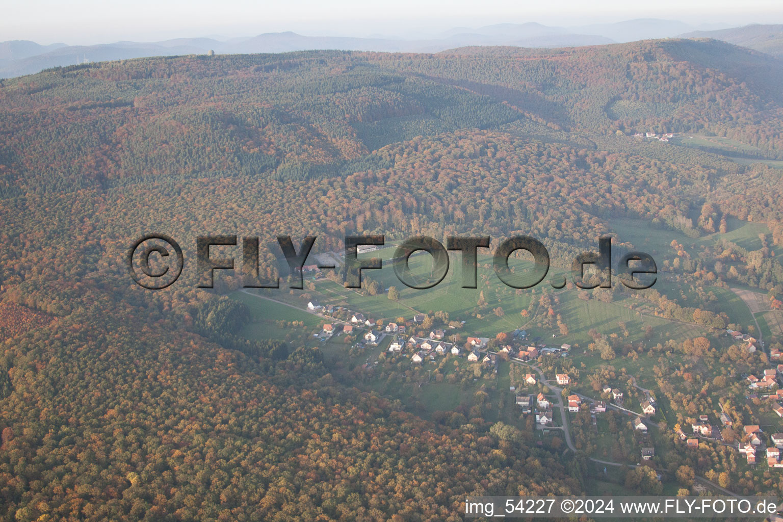 Preuschdorf dans le département Bas Rhin, France d'en haut