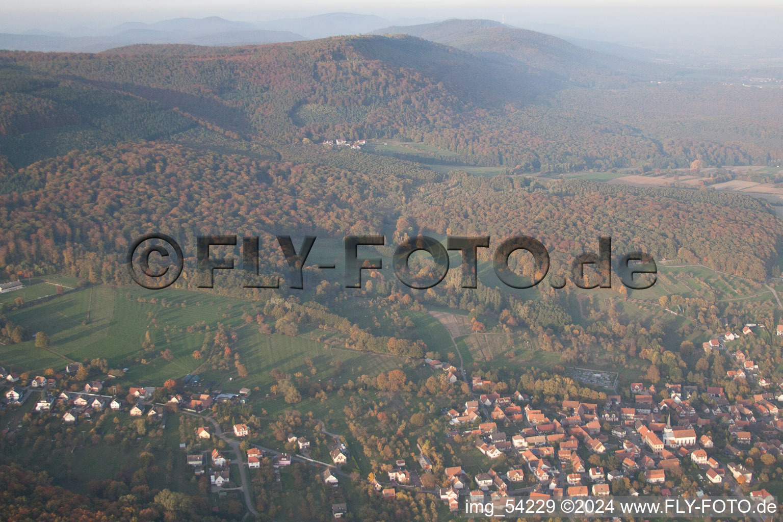 Preuschdorf dans le département Bas Rhin, France vue d'en haut