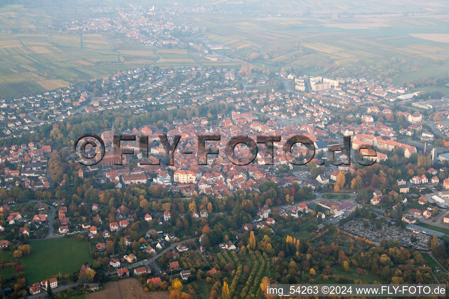 Wissembourg dans le département Bas Rhin, France hors des airs