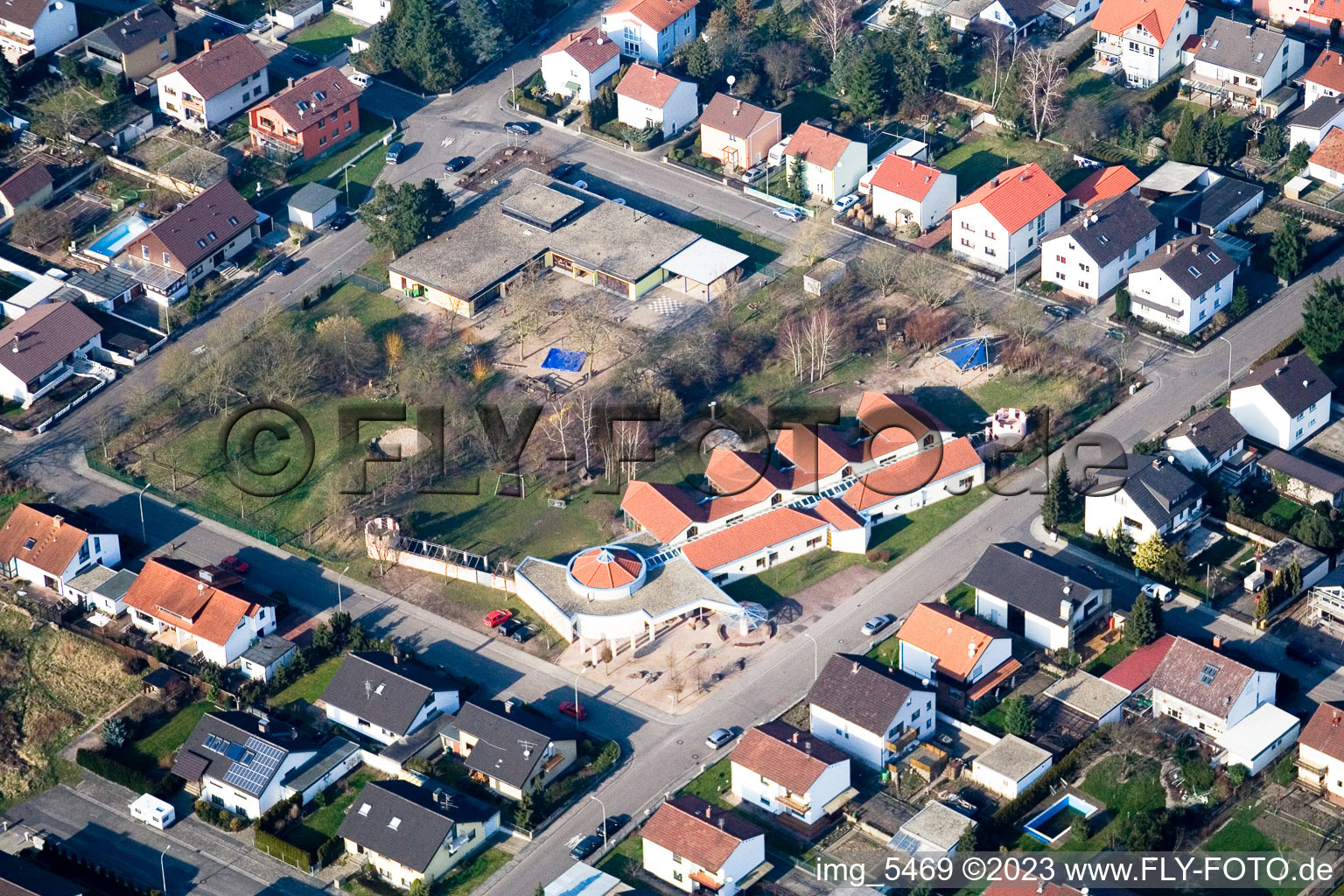 Vue aérienne de Danzigerstraße Marienstr à Jockgrim dans le département Rhénanie-Palatinat, Allemagne