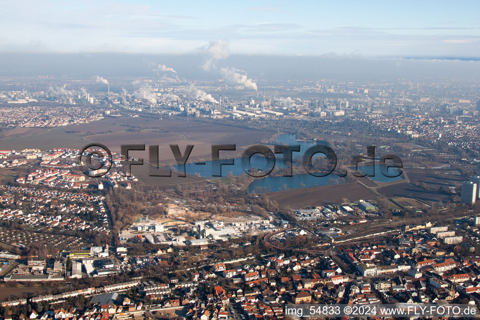 Vue d'oiseau de Quartier Oppau in Ludwigshafen am Rhein dans le département Rhénanie-Palatinat, Allemagne