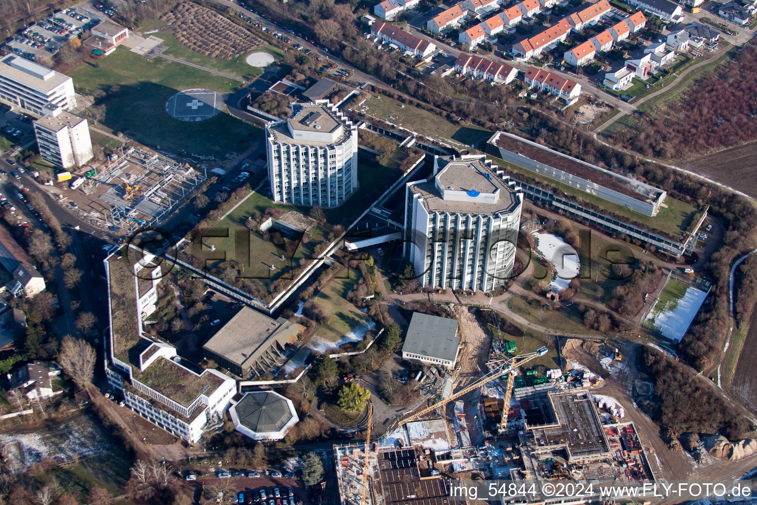 Vue aérienne de Terrain de la clinique de l'hôpital BG Klinik Ludwigshafen à le quartier Oggersheim in Ludwigshafen am Rhein dans le département Rhénanie-Palatinat, Allemagne