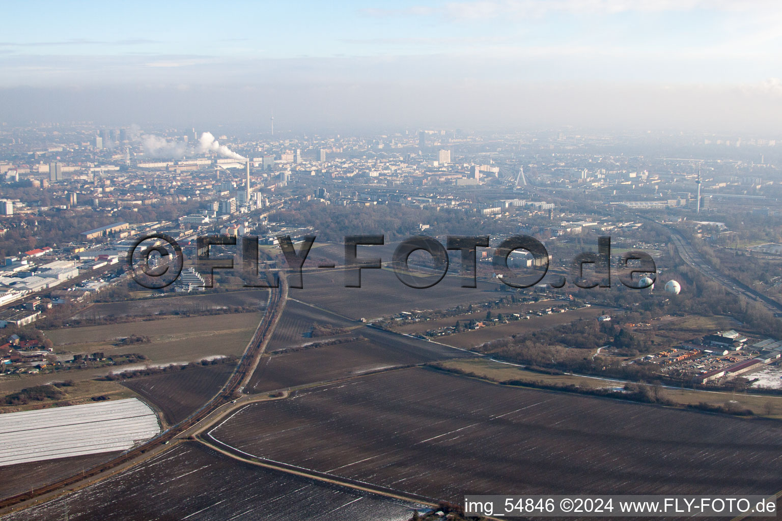 Vue aérienne de Quartier West in Ludwigshafen am Rhein dans le département Rhénanie-Palatinat, Allemagne