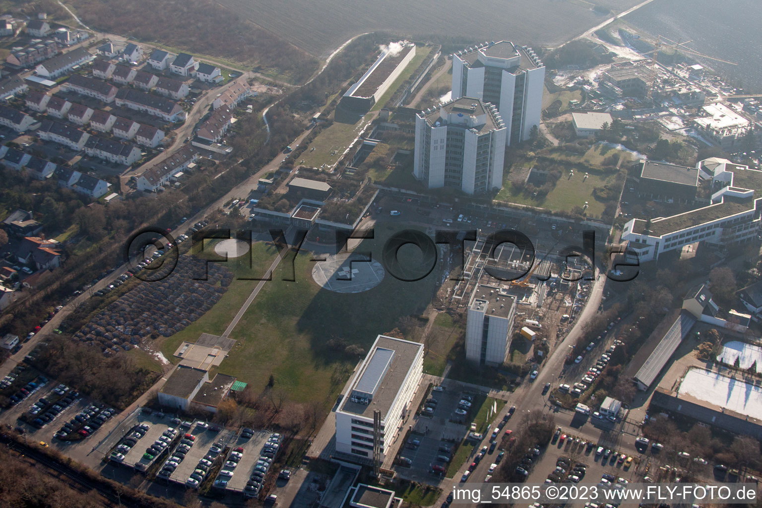 Vue aérienne de Terrain de la clinique de l'hôpital BG Klinik Ludwigshafen à le quartier Oggersheim in Ludwigshafen am Rhein dans le département Rhénanie-Palatinat, Allemagne
