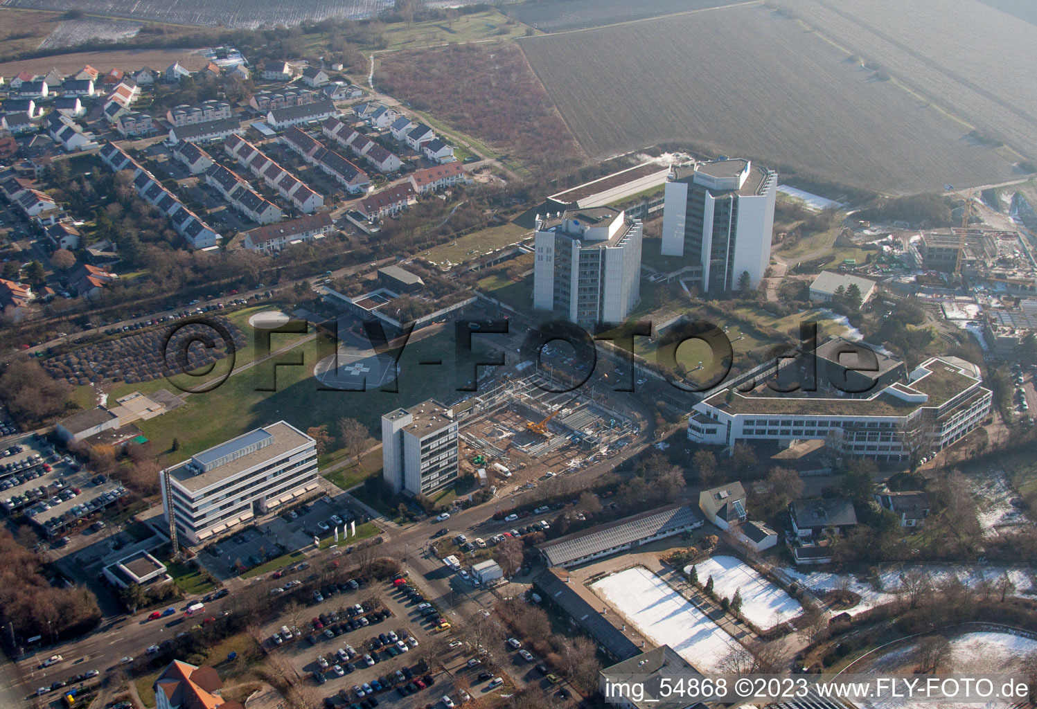 Photographie aérienne de Terrain de la clinique de l'hôpital BG Klinik Ludwigshafen à le quartier Oggersheim in Ludwigshafen am Rhein dans le département Rhénanie-Palatinat, Allemagne