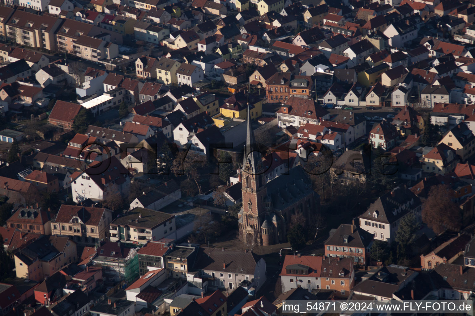 Quartier Oggersheim in Ludwigshafen am Rhein dans le département Rhénanie-Palatinat, Allemagne vue du ciel