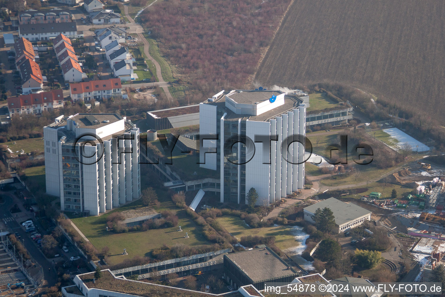 Vue oblique de Terrain de la clinique de l'hôpital BG Klinik Ludwigshafen à le quartier Oggersheim in Ludwigshafen am Rhein dans le département Rhénanie-Palatinat, Allemagne