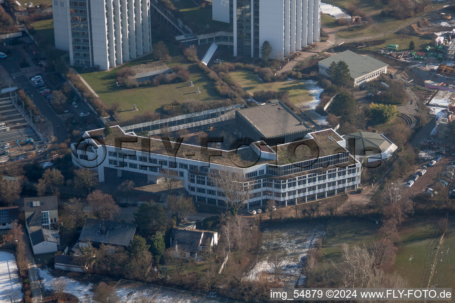 Terrain de la clinique de l'hôpital BG Klinik Ludwigshafen à le quartier Oggersheim in Ludwigshafen am Rhein dans le département Rhénanie-Palatinat, Allemagne d'en haut