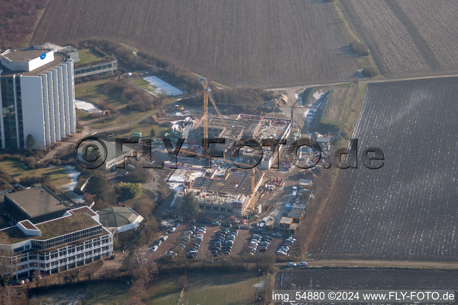 Terrain de la clinique de l'hôpital BG Klinik Ludwigshafen à le quartier Oggersheim in Ludwigshafen am Rhein dans le département Rhénanie-Palatinat, Allemagne hors des airs