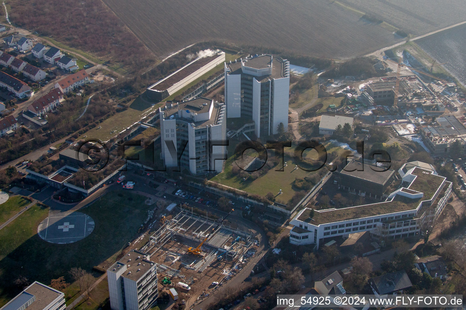 Vue d'oiseau de Terrain de la clinique de l'hôpital BG Klinik Ludwigshafen à le quartier Oggersheim in Ludwigshafen am Rhein dans le département Rhénanie-Palatinat, Allemagne