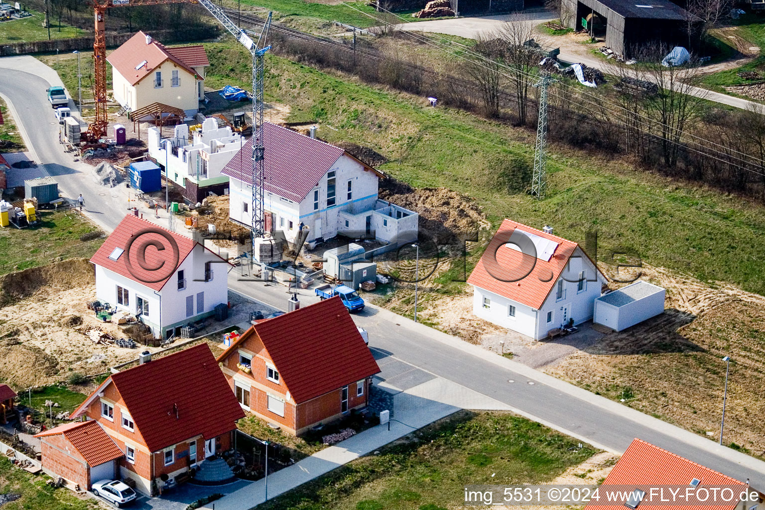 Vue aérienne de Nouvelle zone de développement NE, Hoffmann à le quartier Schaidt in Wörth am Rhein dans le département Rhénanie-Palatinat, Allemagne