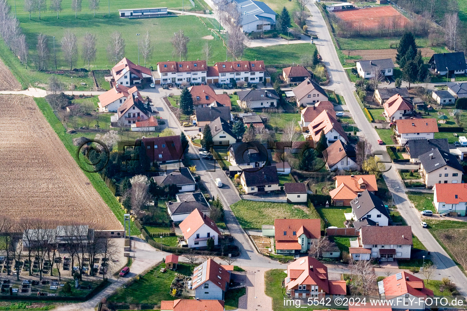 Vue oblique de Hergersweiler dans le département Rhénanie-Palatinat, Allemagne