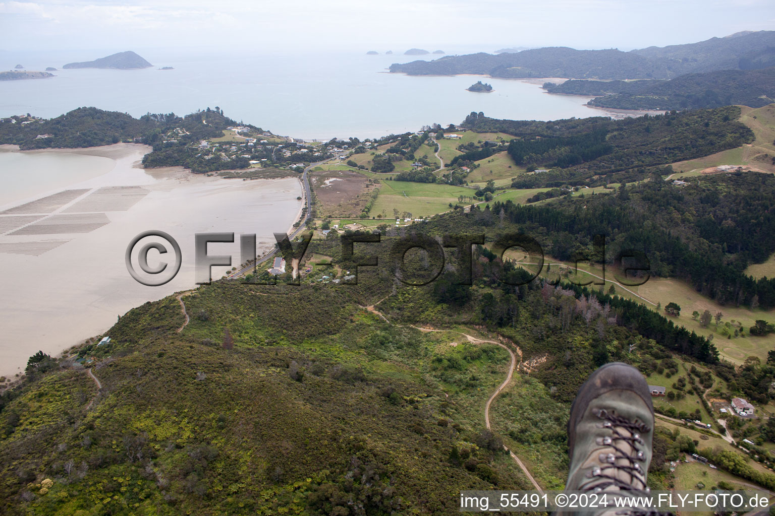 Photographie aérienne de Coromandel dans le département Waïkato, Nouvelle-Zélande