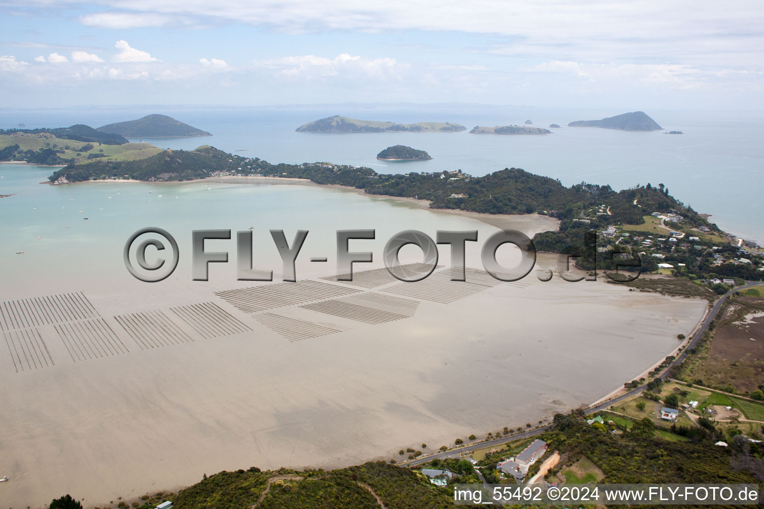 Vue oblique de Coromandel dans le département Waïkato, Nouvelle-Zélande