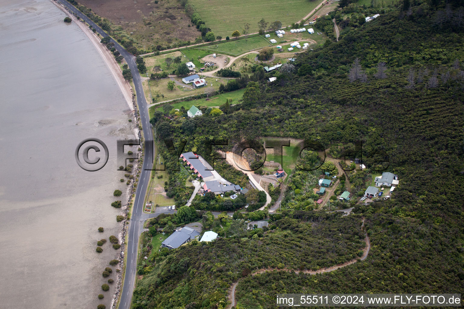 Coromandel dans le département Waïkato, Nouvelle-Zélande vue du ciel