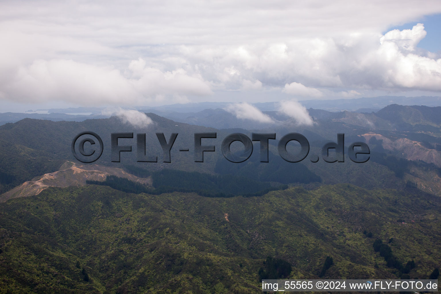 Vue aérienne de Vue de l'autre côté Whitianga à Coromandel dans le département Waïkato, Nouvelle-Zélande