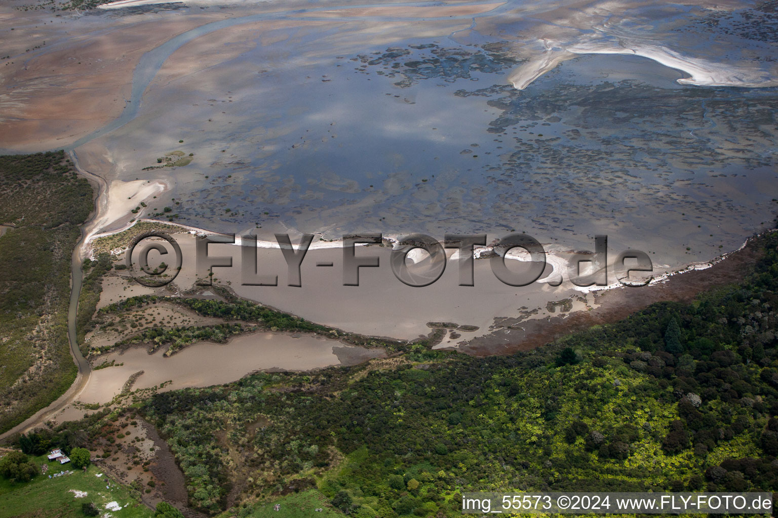 Vue aérienne de Littoral marin de Brickfield Bay à Preece Point à Coromandel dans le département Waïkato, Nouvelle-Zélande