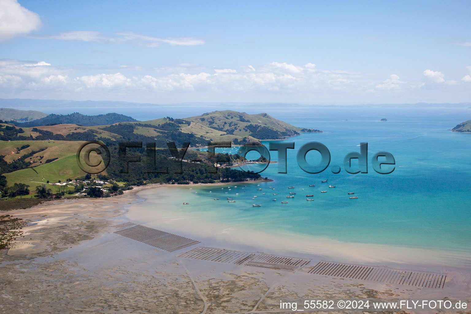 Photographie aérienne de Quartier Te Kouma in Coromandel dans le département Waïkato, Nouvelle-Zélande