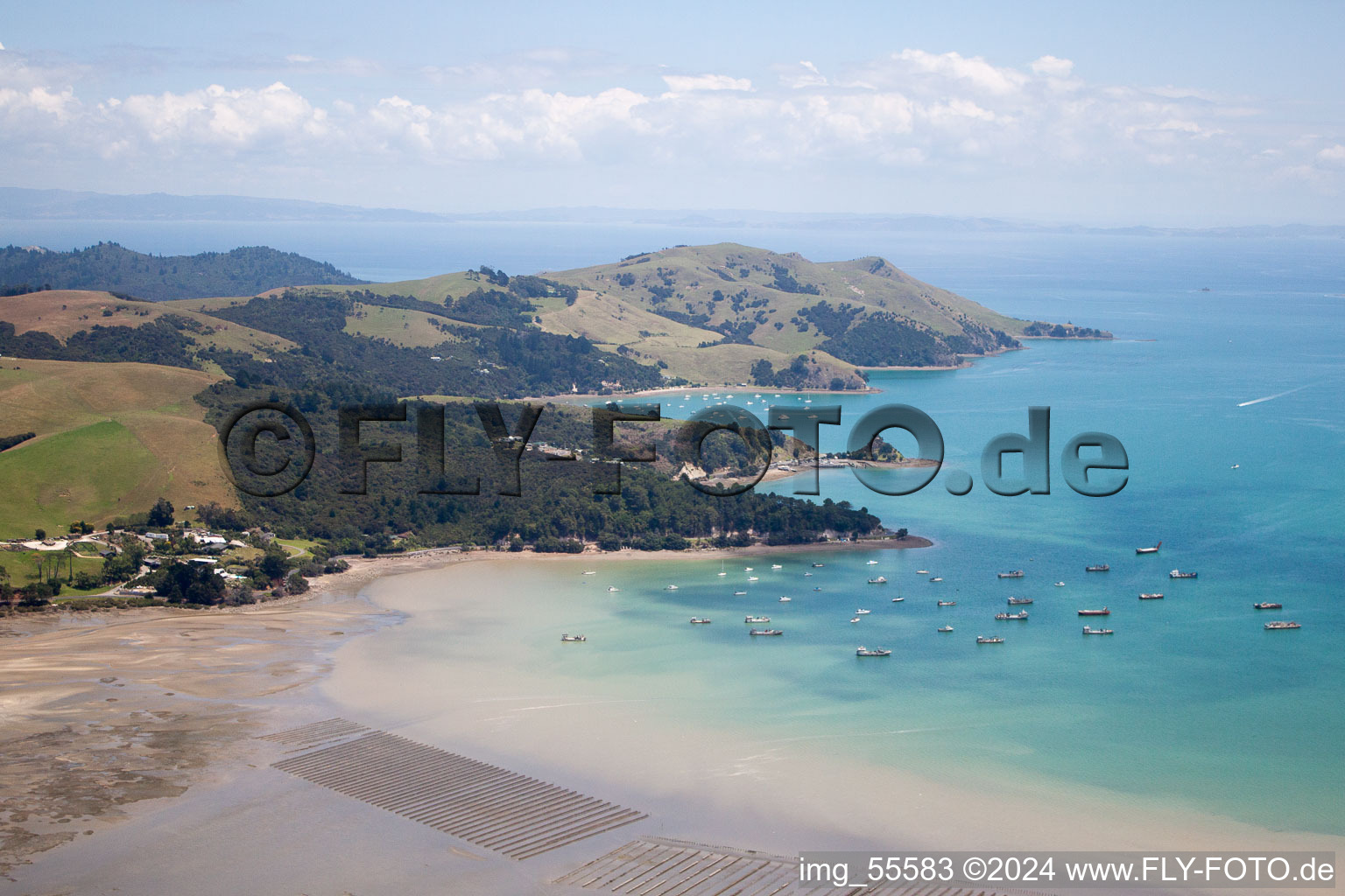 Vue oblique de Quartier Te Kouma in Coromandel dans le département Waïkato, Nouvelle-Zélande