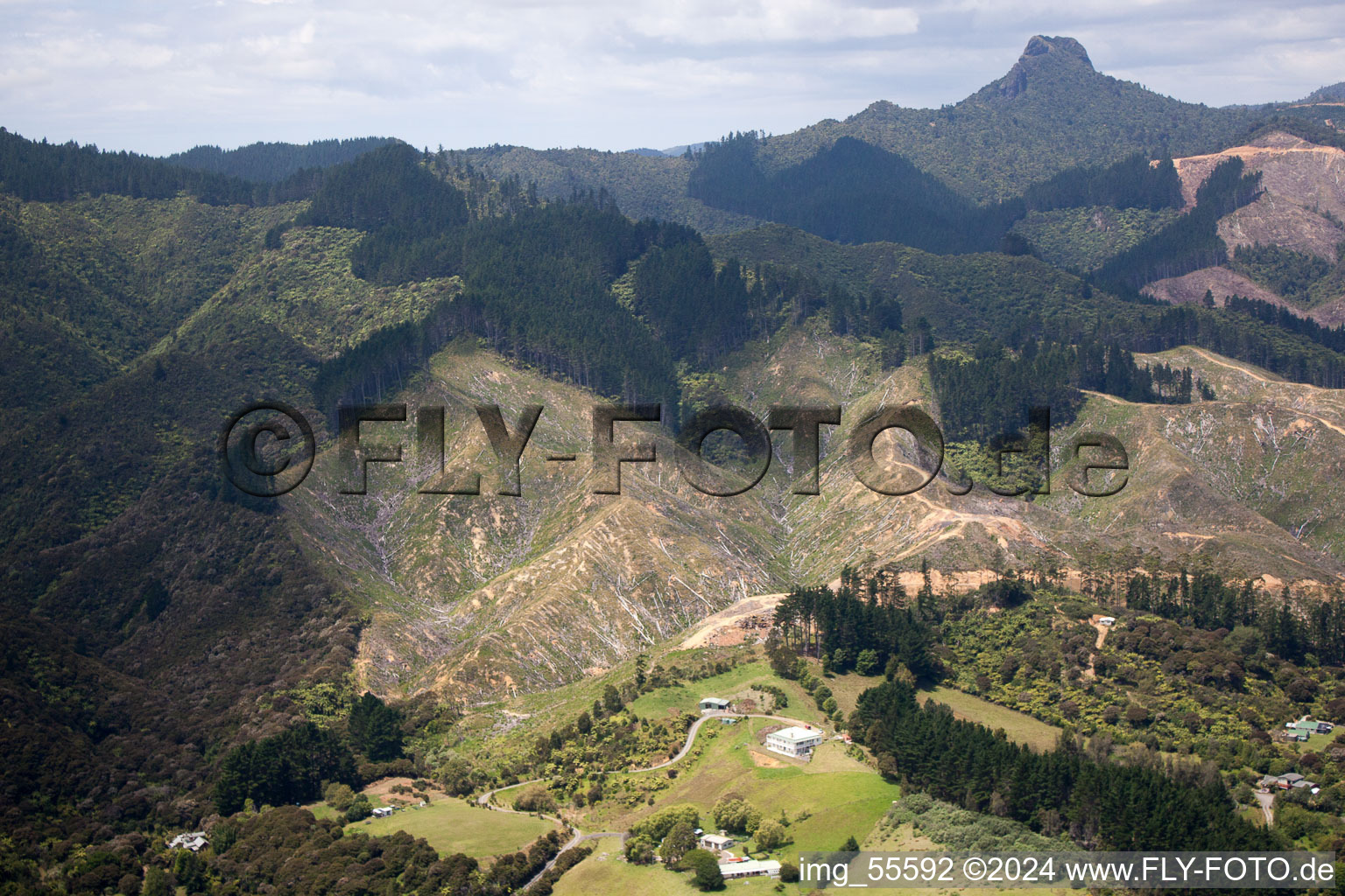 Photographie aérienne de Coromandel dans le département Waïkato, Nouvelle-Zélande