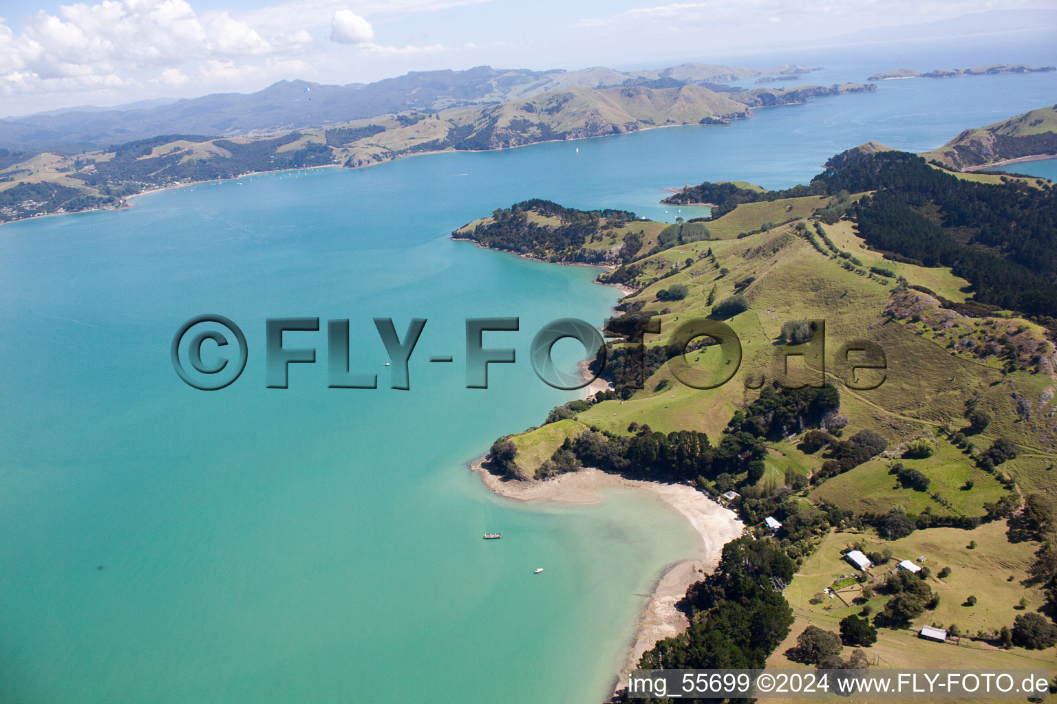 Vue aérienne de Coromandel dans le département Waïkato, Nouvelle-Zélande