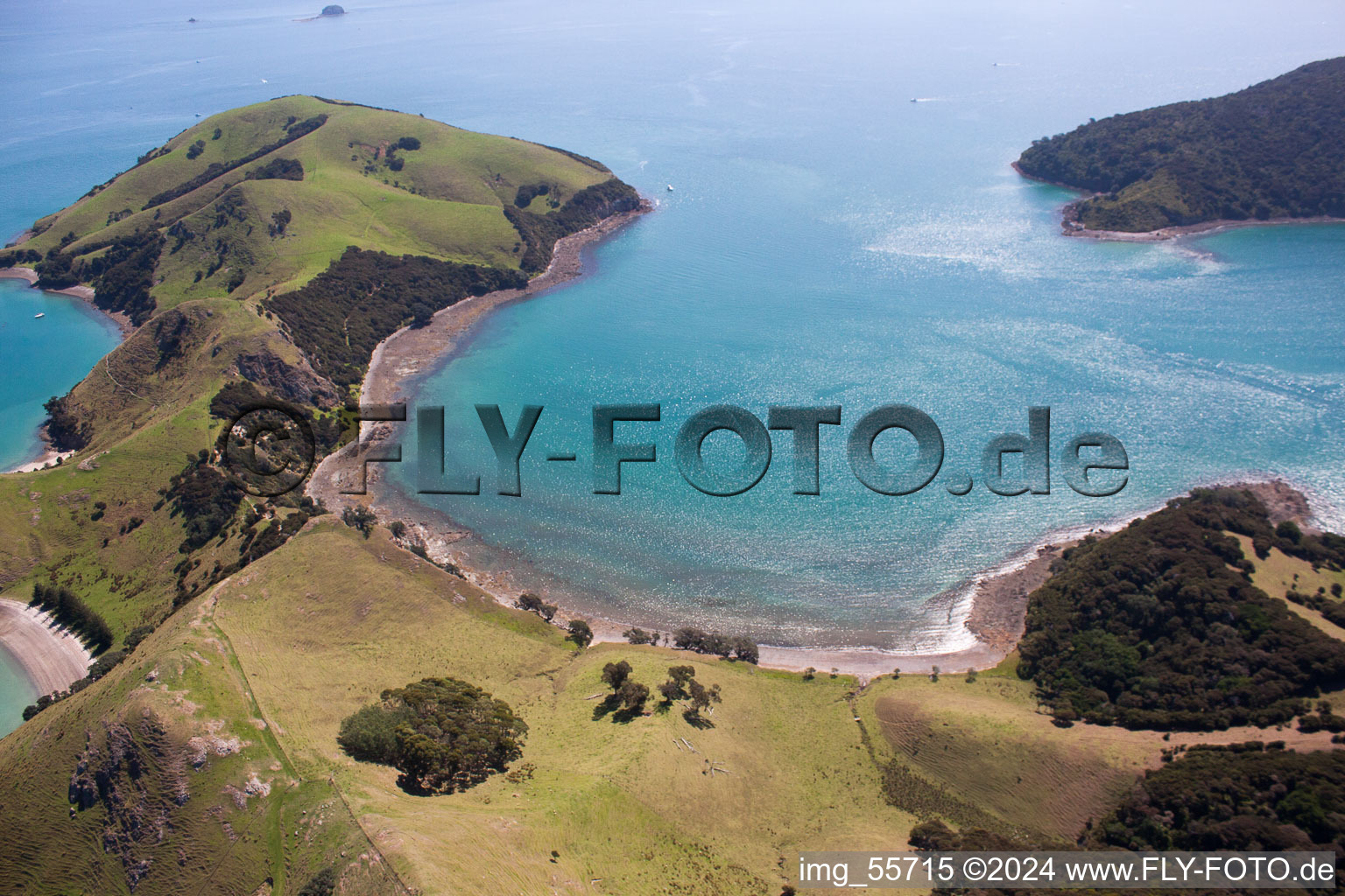 Vue aérienne de Whanganui Island dans le département Waïkato, Nouvelle-Zélande