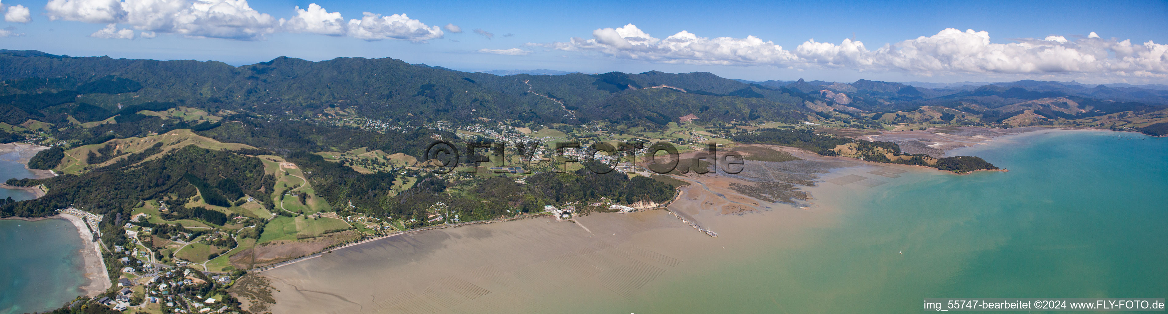 Vue aérienne de Panorama à Coromandel dans le département Waïkato, Nouvelle-Zélande