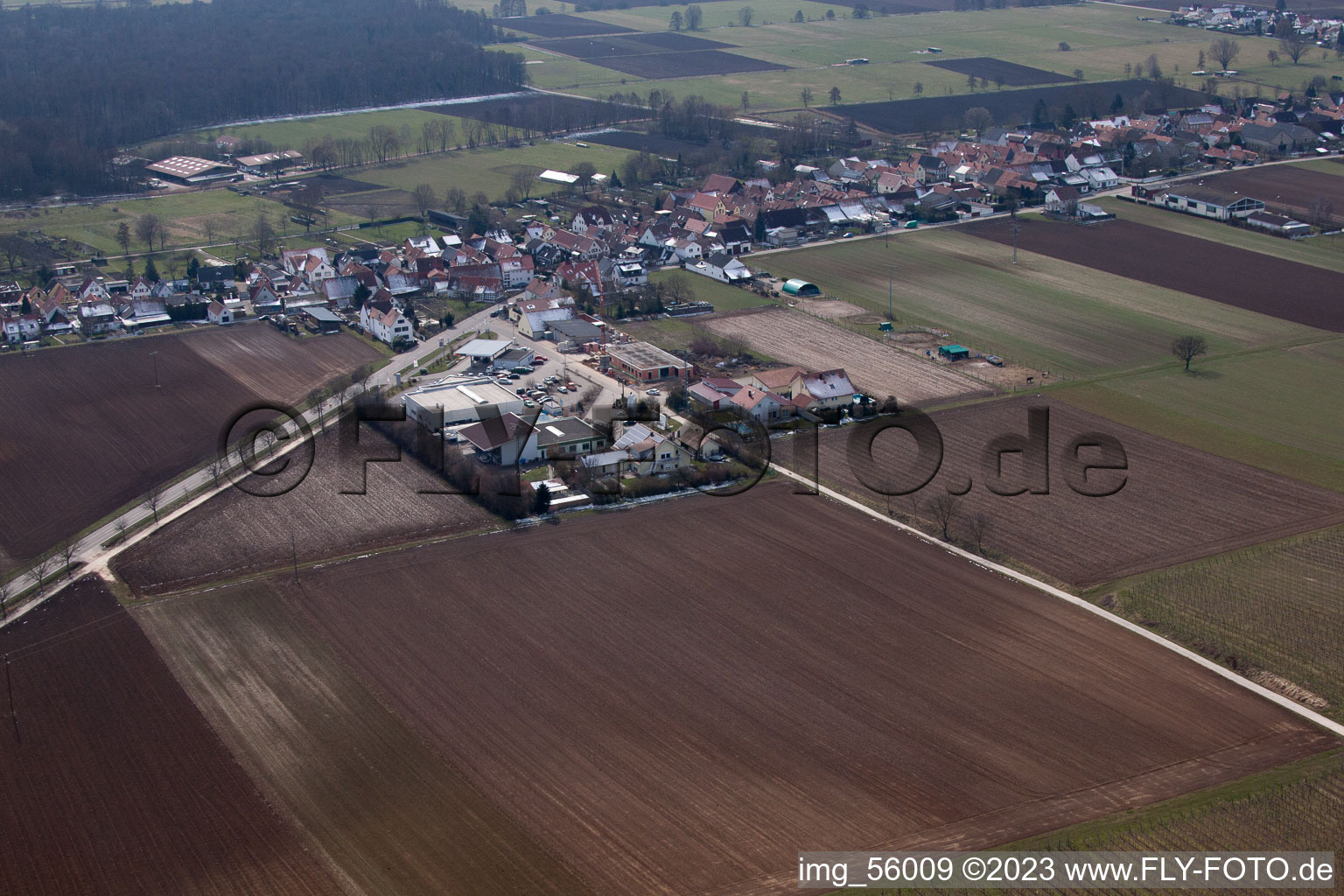 Vue aérienne de Zone industrielle à Freckenfeld dans le département Rhénanie-Palatinat, Allemagne