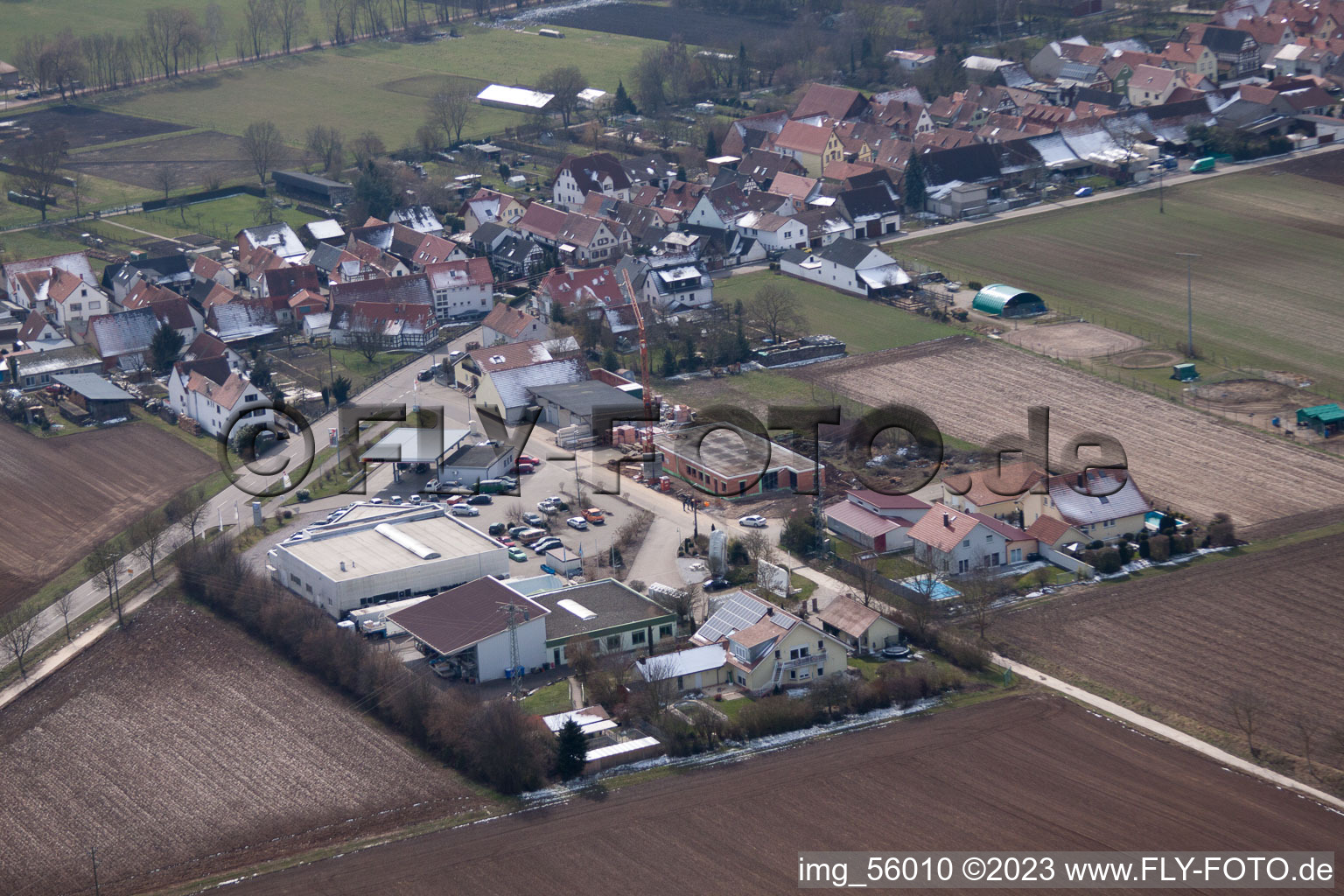 Vue aérienne de Zone industrielle à Freckenfeld dans le département Rhénanie-Palatinat, Allemagne
