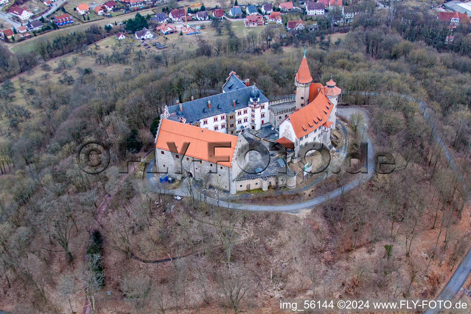 Vue aérienne de Gilet Heldburg à Heldburg dans le département Thuringe, Allemagne