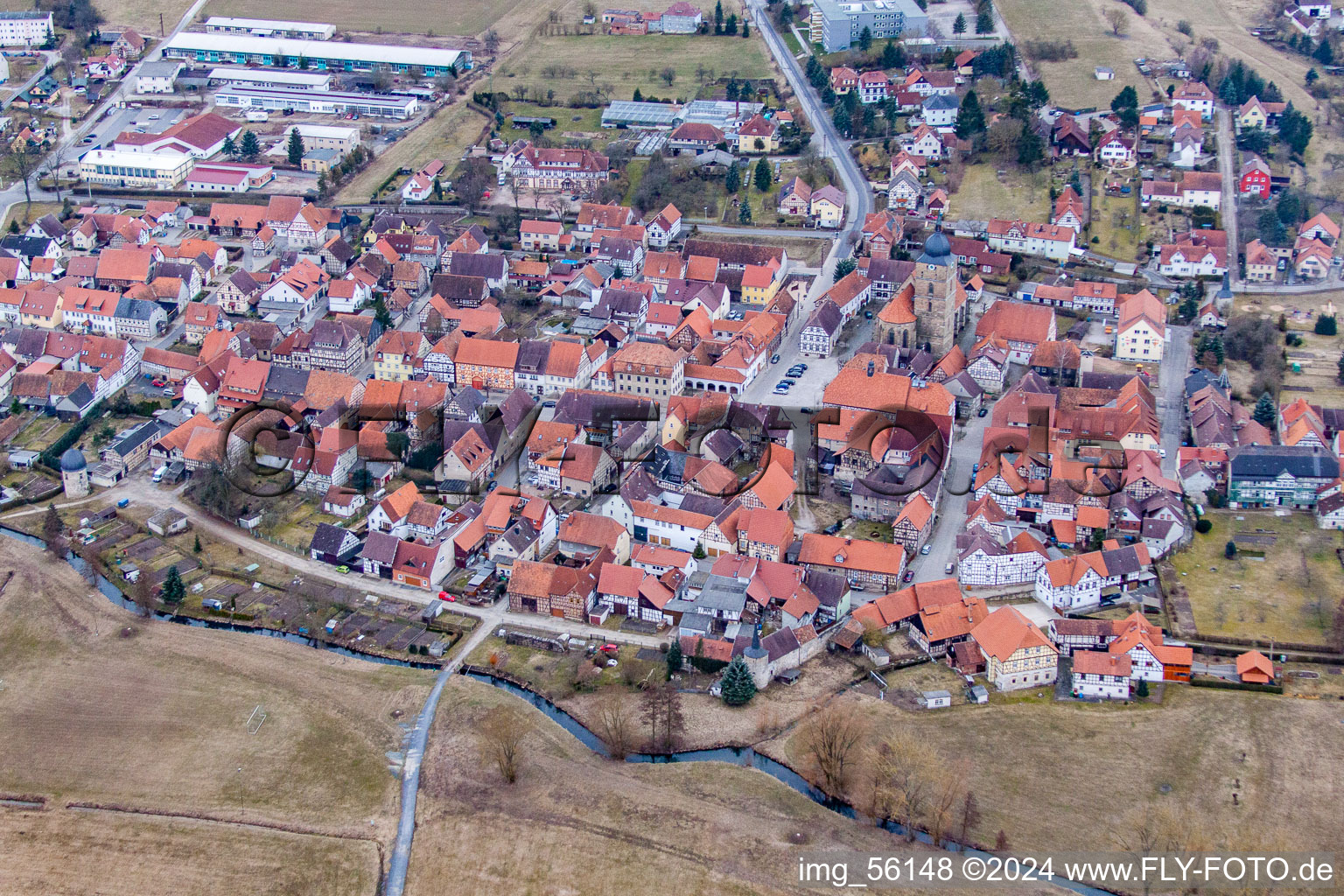 Vue aérienne de Bad Colberg à Heldburg dans le département Thuringe, Allemagne