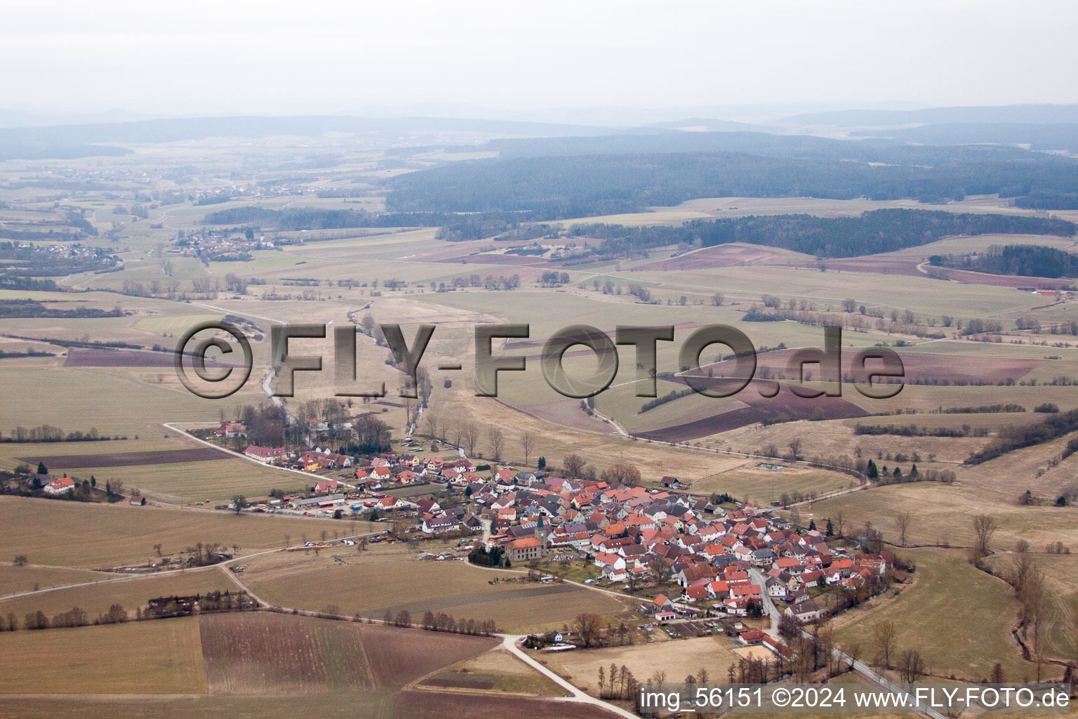 Vue aérienne de Einöd dans le département Thuringe, Allemagne