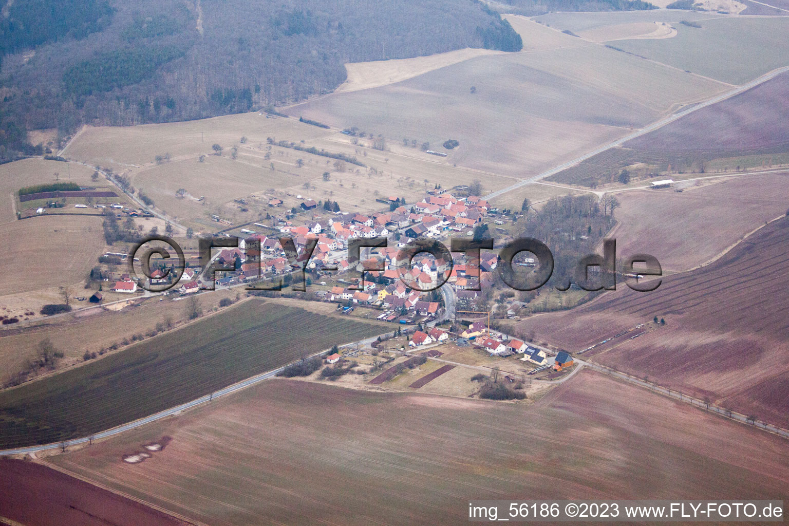 Vue aérienne de Seidingstadt dans le département Thuringe, Allemagne