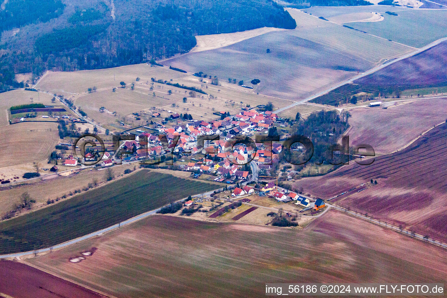 Vue aérienne de Seidingstadt dans le département Thuringe, Allemagne