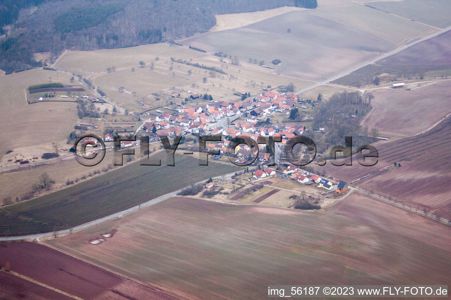 Vue aérienne de Seidingstadt dans le département Thuringe, Allemagne