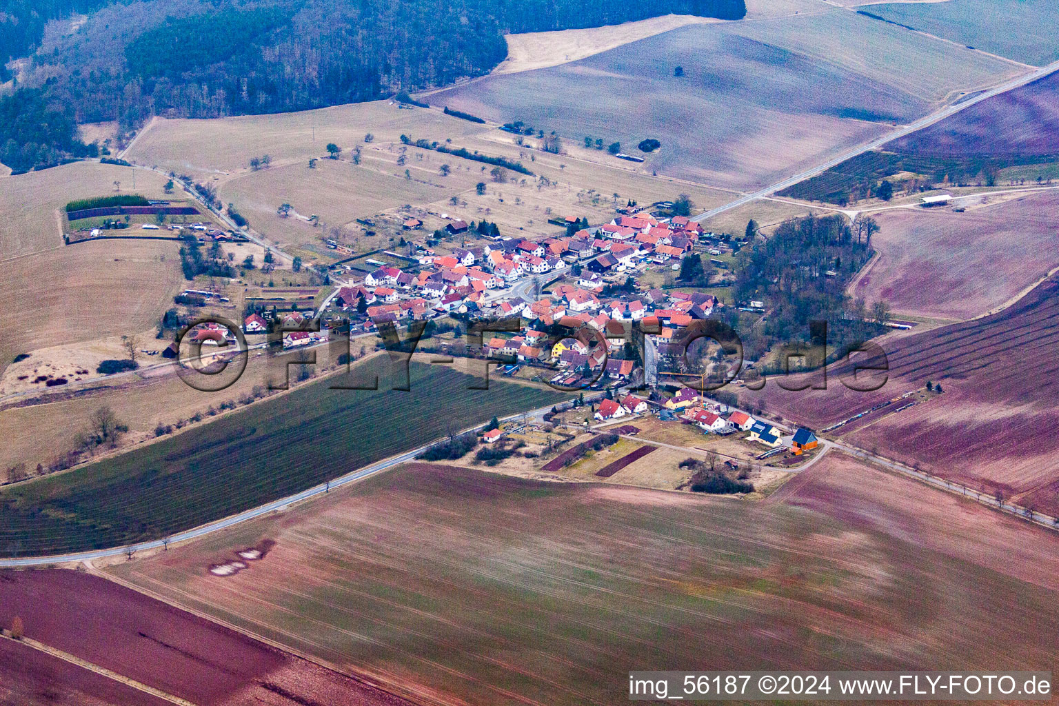 Vue aérienne de Seidingstadt dans le département Thuringe, Allemagne