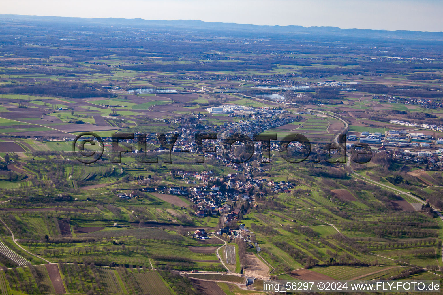 Vue aérienne de De l'est à le quartier Ulm in Renchen dans le département Bade-Wurtemberg, Allemagne