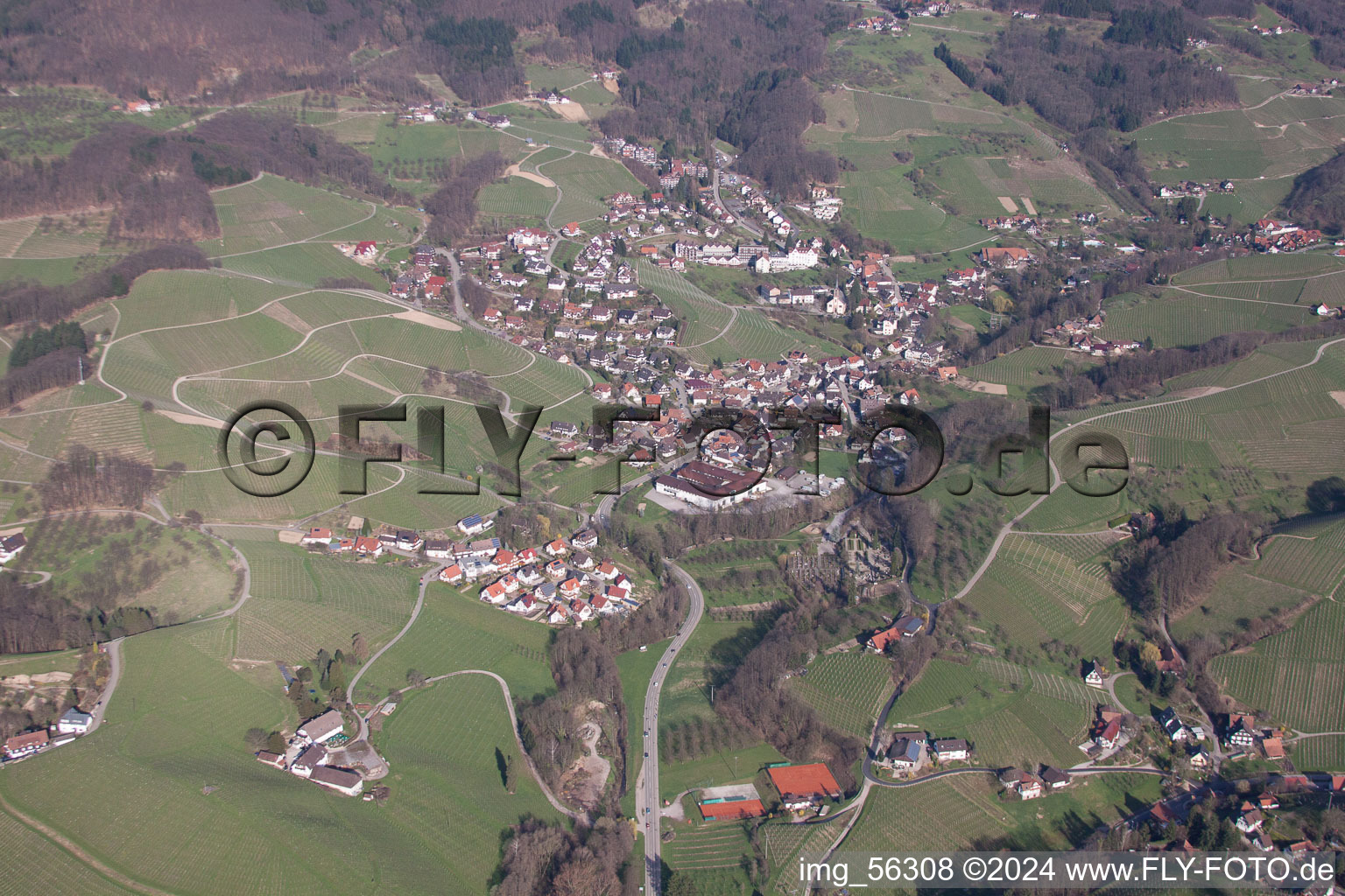 Vue d'oiseau de Kappelrodeck dans le département Bade-Wurtemberg, Allemagne