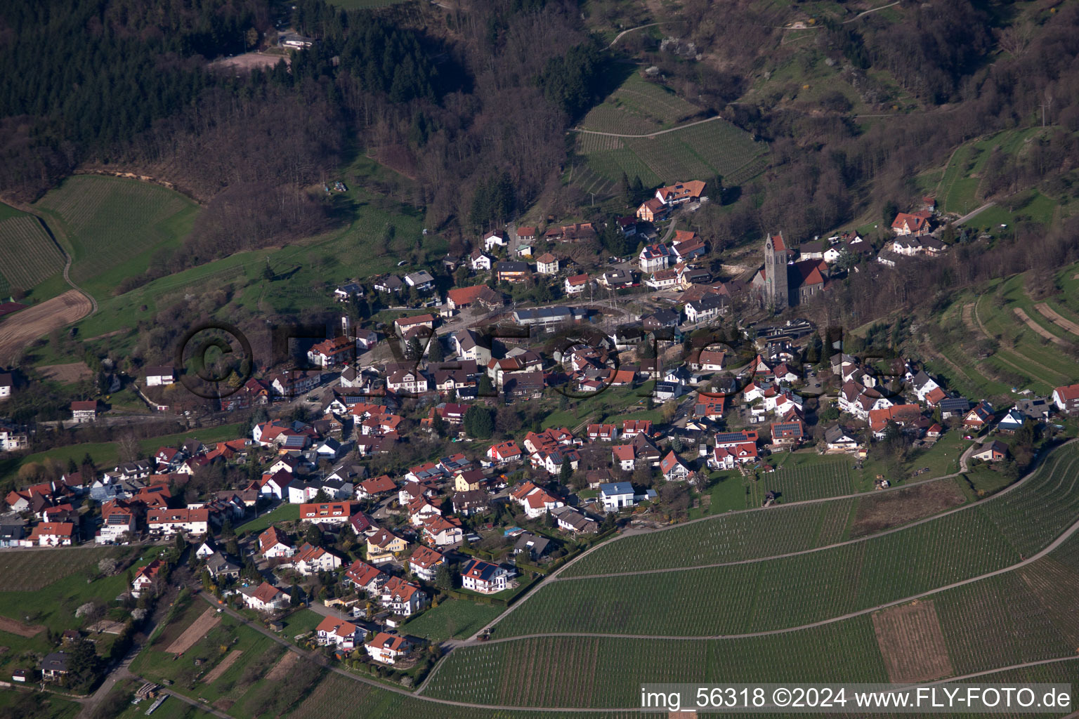 Quartier Neusatz in Bühl dans le département Bade-Wurtemberg, Allemagne depuis l'avion