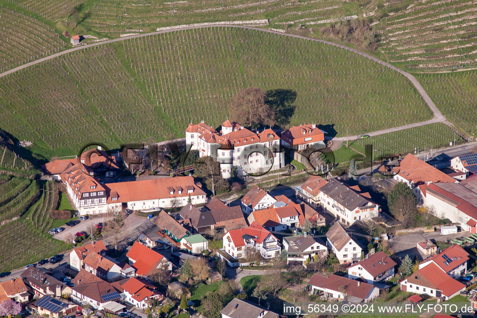 Vue aérienne de Château Neuweier du sud-ouest à le quartier Neuweier in Baden-Baden dans le département Bade-Wurtemberg, Allemagne