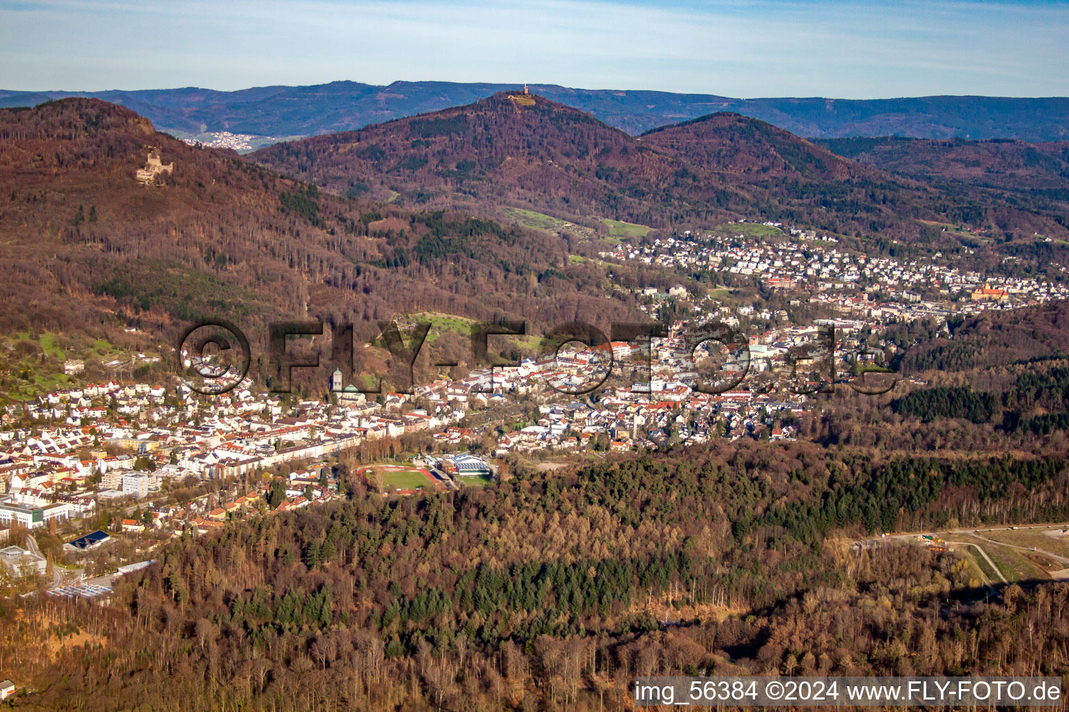 Vue oblique de Baden-Baden dans le département Bade-Wurtemberg, Allemagne