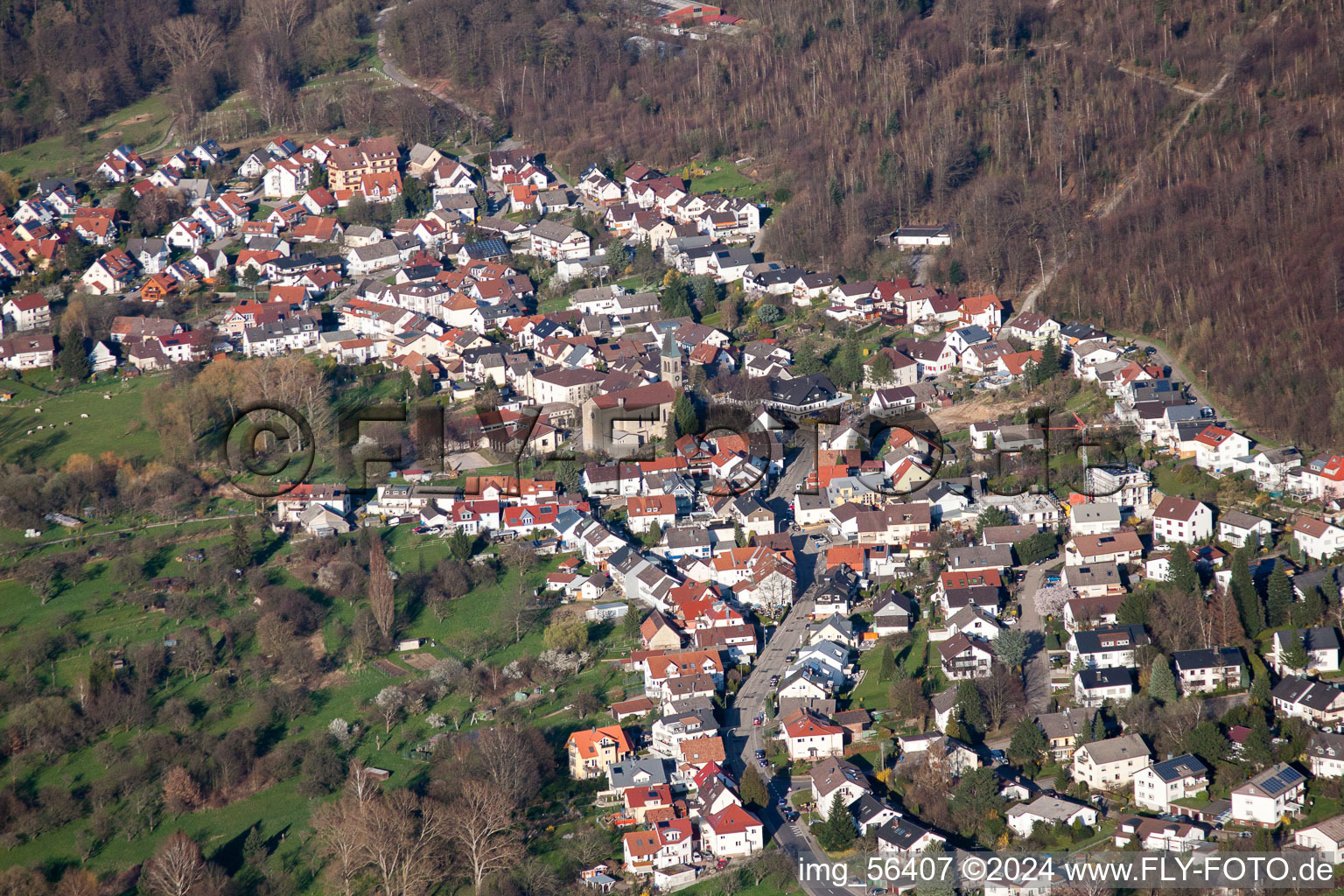 Vue aérienne de Vue sur le village à le quartier Balg in Baden-Baden dans le département Bade-Wurtemberg, Allemagne