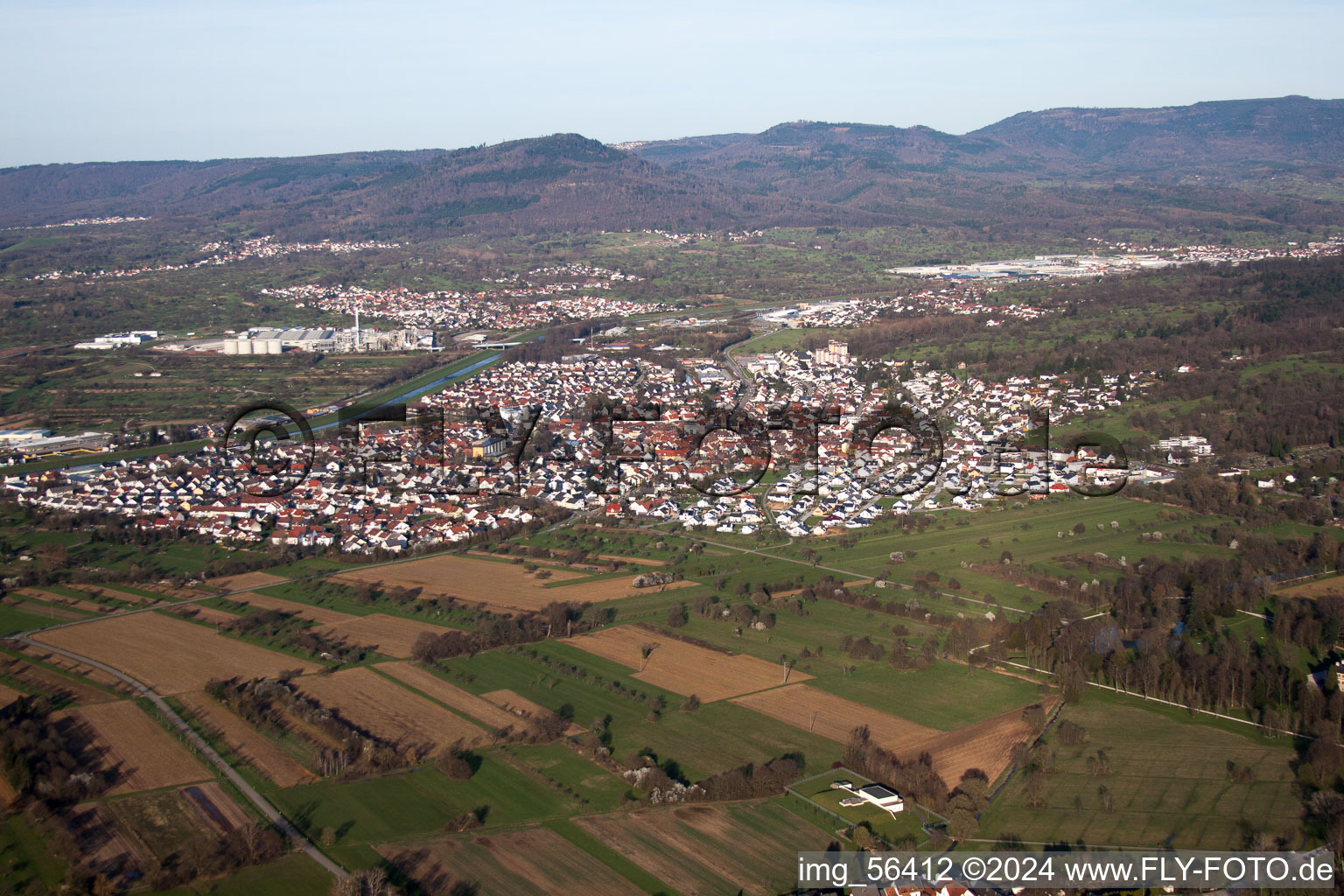 Vue oblique de Kuppenheim dans le département Bade-Wurtemberg, Allemagne