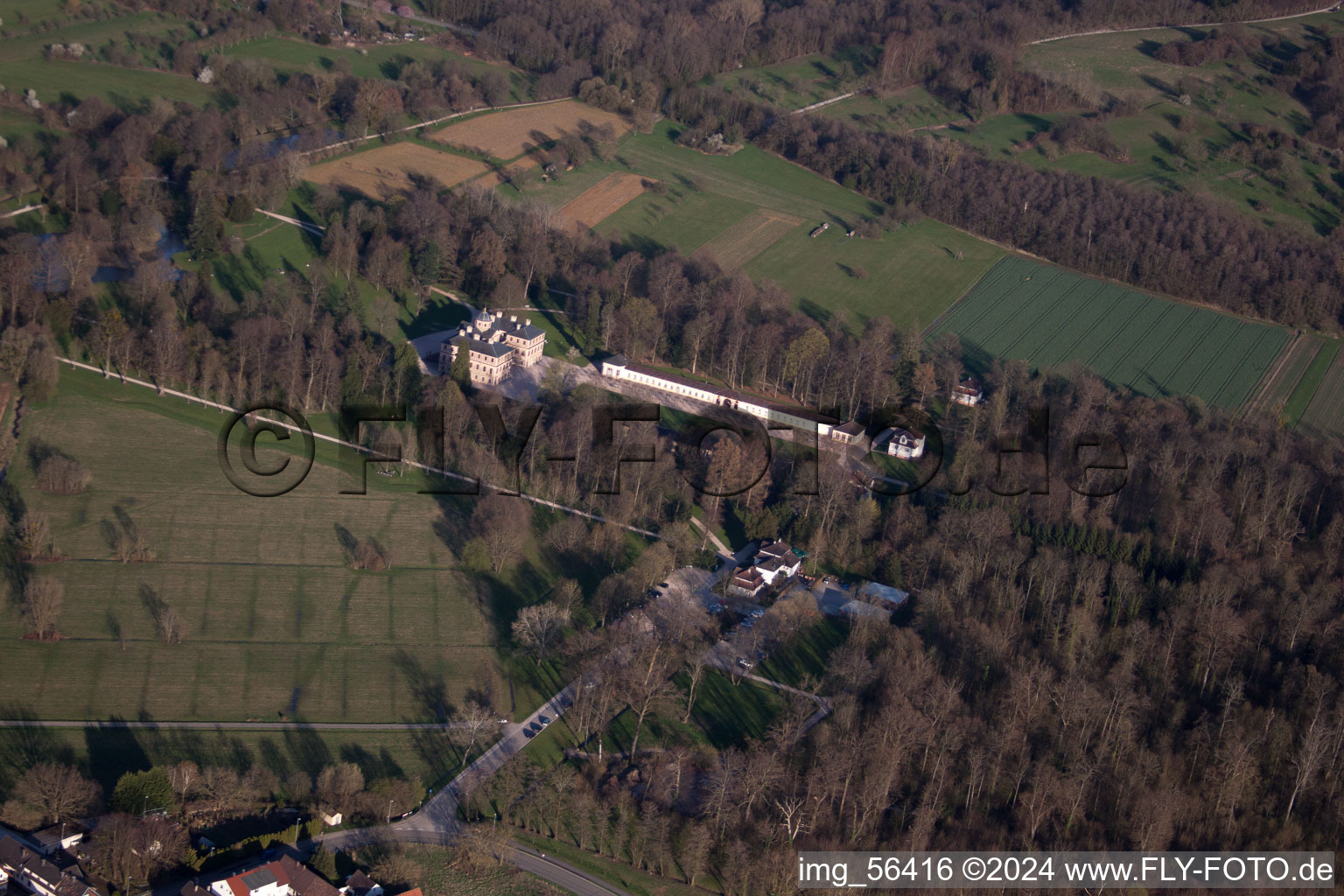 Vue aérienne de Château favori à Kuppenheim dans le département Bade-Wurtemberg, Allemagne