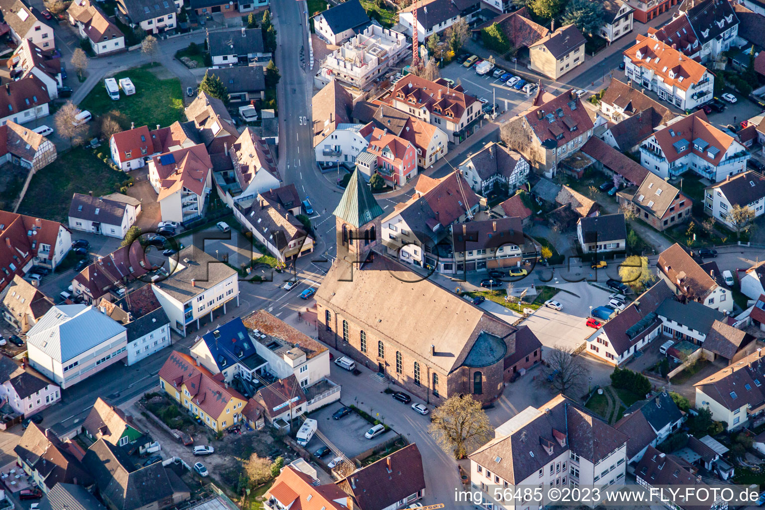 Vue aérienne de Saint Dionysos à Durmersheim dans le département Bade-Wurtemberg, Allemagne